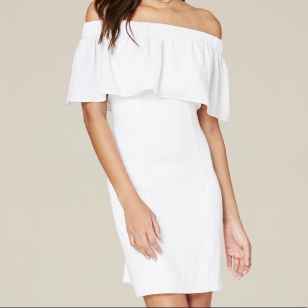 Bebe Off shoulder flounce dress